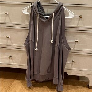 Gray Sleeveless Hoodie with Drawstrings